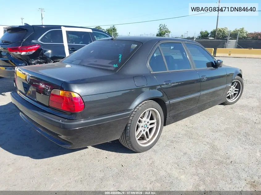 2001 BMW 740Ia VIN: WBAGG83471DN84640 Lot: 45556529