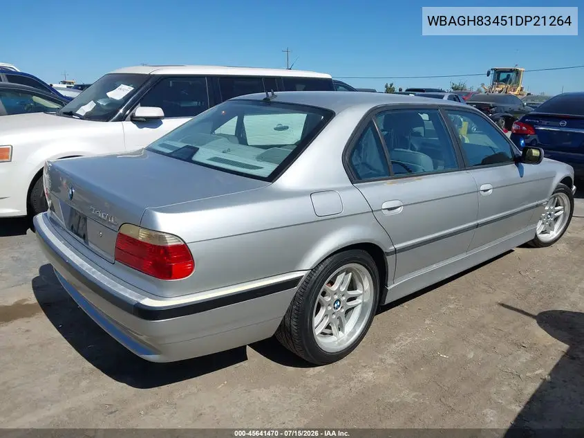 2001 BMW 740Il VIN: WBAGH83451DP21264 Lot: 45641470