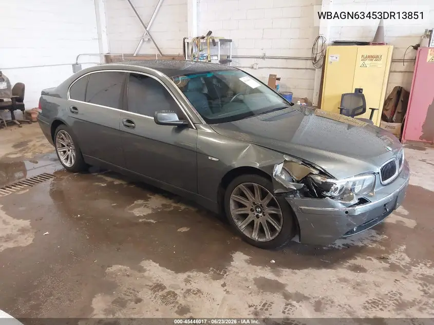 2003 BMW 7 Series 745Li VIN: WBAGN63453DR13851 Lot: 45446017