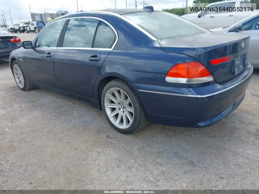 2004 BMW 745Li VIN: WBAGN63544DS52176 Lot: 45296964