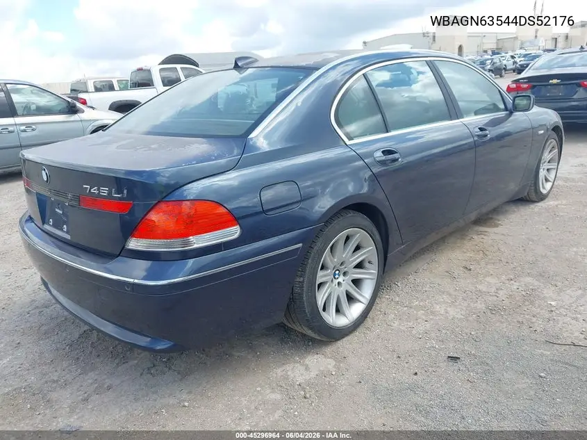 2004 BMW 745Li VIN: WBAGN63544DS52176 Lot: 45296964