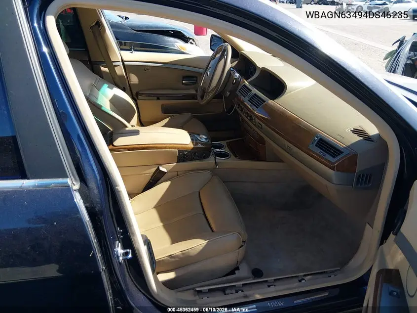 2004 BMW 745Li VIN: WBAGN63494DS46235 Lot: 45362459