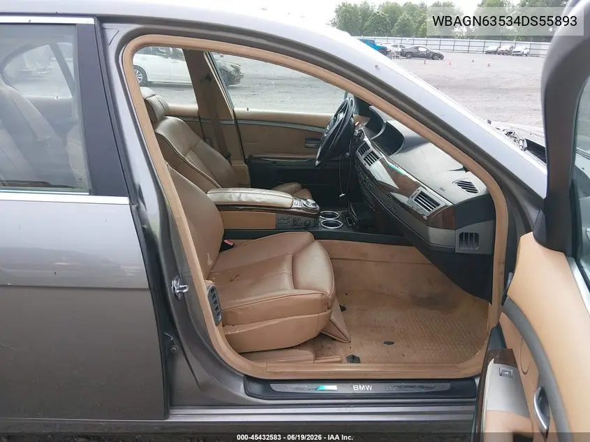 2004 BMW 745Li VIN: WBAGN63534DS55893 Lot: 45432583