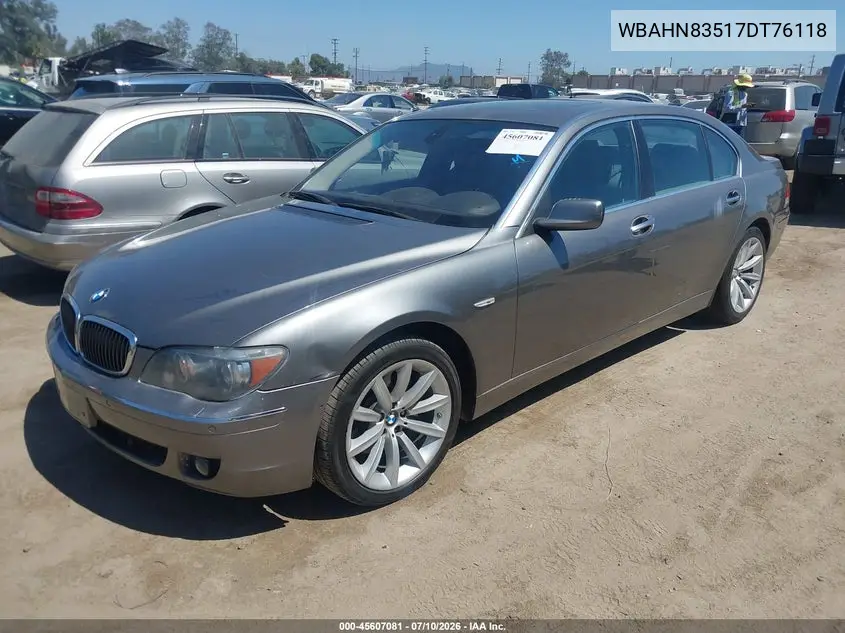 2007 BMW 750Li VIN: WBAHN83517DT76118 Lot: 45607081