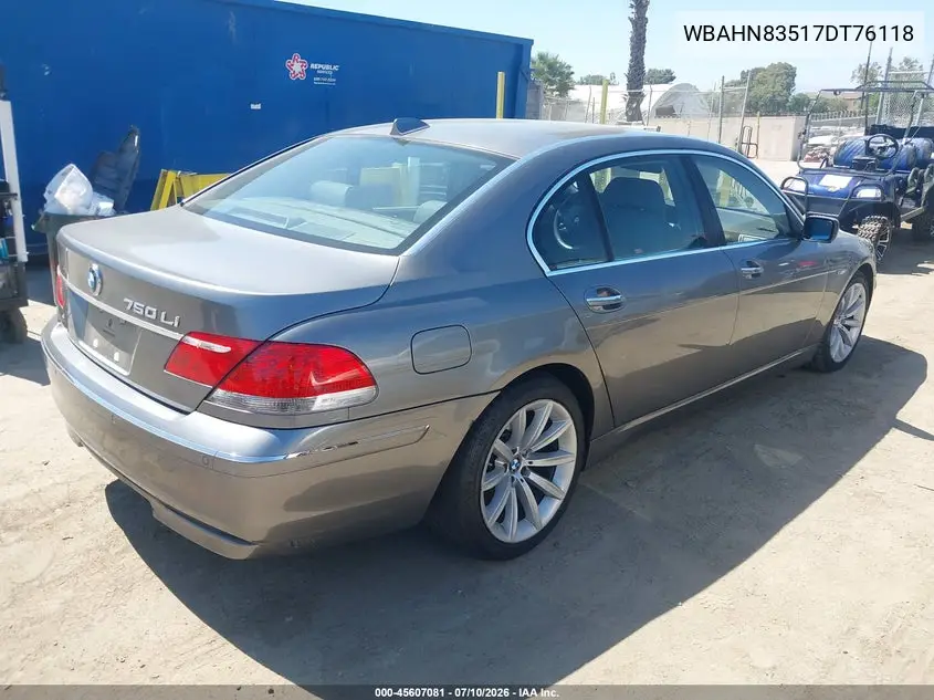 2007 BMW 750Li VIN: WBAHN83517DT76118 Lot: 45607081