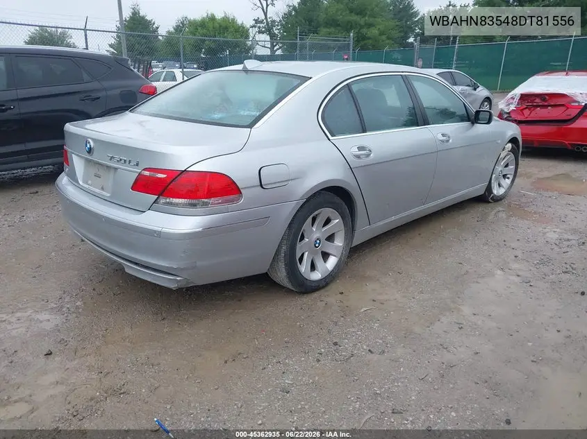 2008 BMW 750Li VIN: WBAHN83548DT81556 Lot: 45362935