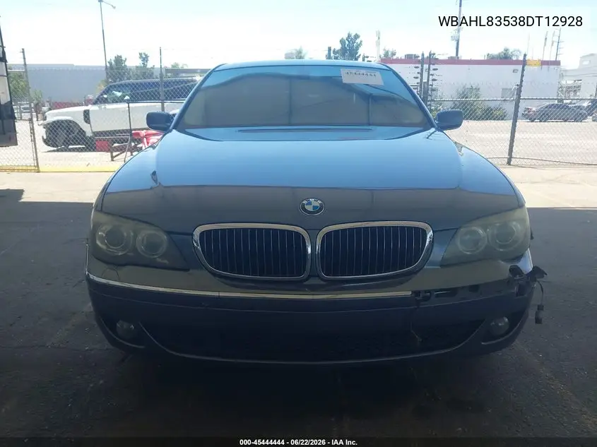 2008 BMW 750I VIN: WBAHL83538DT12928 Lot: 45444444