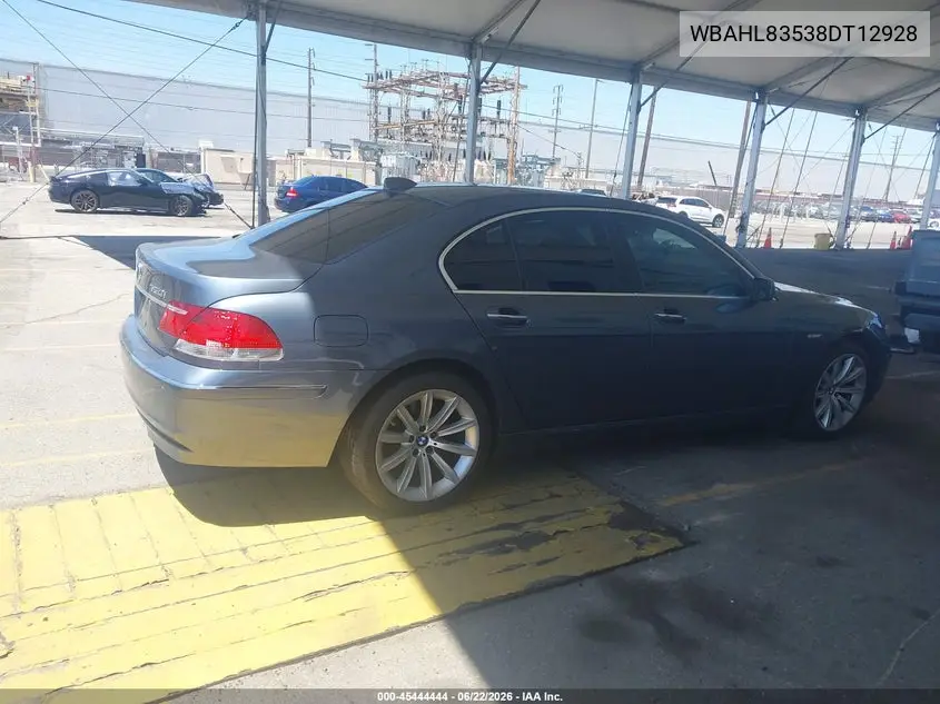 2008 BMW 750I VIN: WBAHL83538DT12928 Lot: 45444444