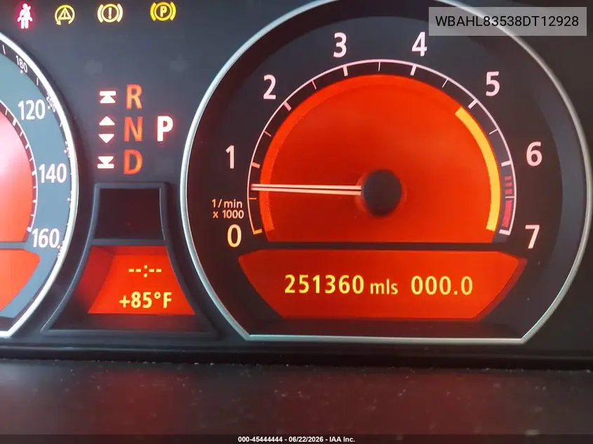 2008 BMW 750I VIN: WBAHL83538DT12928 Lot: 45444444