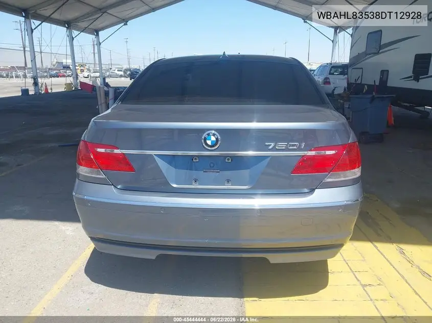 2008 BMW 750I VIN: WBAHL83538DT12928 Lot: 45444444