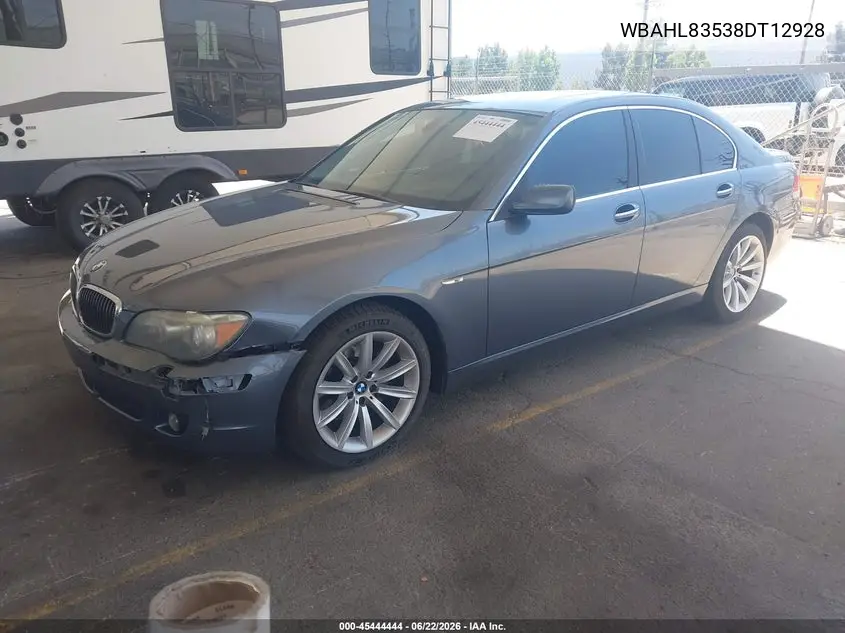 2008 BMW 750I VIN: WBAHL83538DT12928 Lot: 45444444