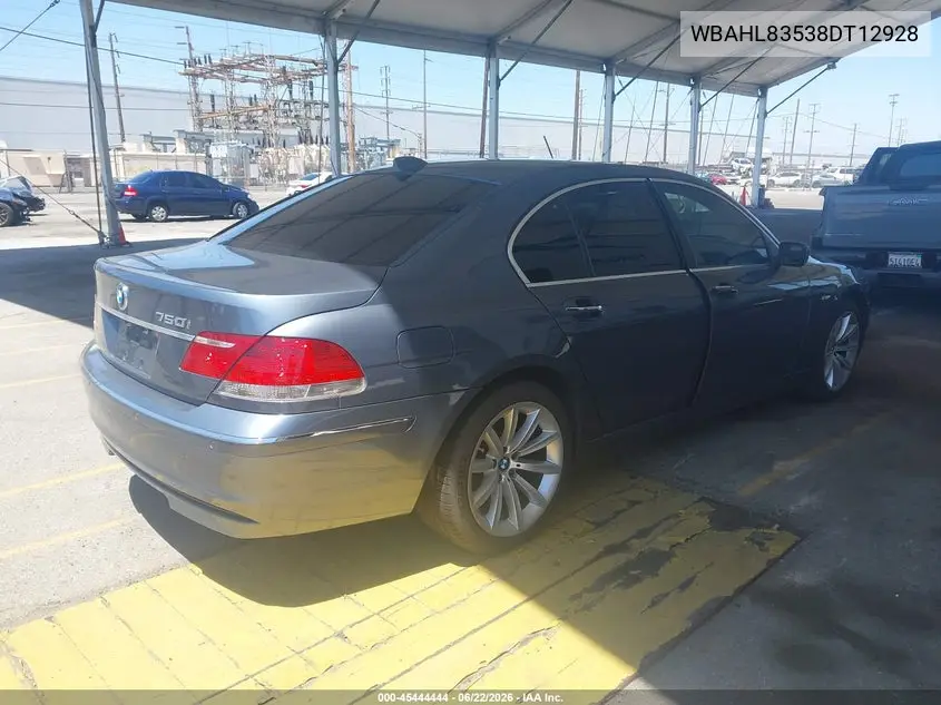 2008 BMW 750I VIN: WBAHL83538DT12928 Lot: 45444444
