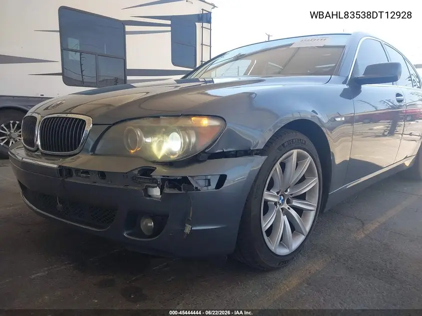 2008 BMW 750I VIN: WBAHL83538DT12928 Lot: 45444444