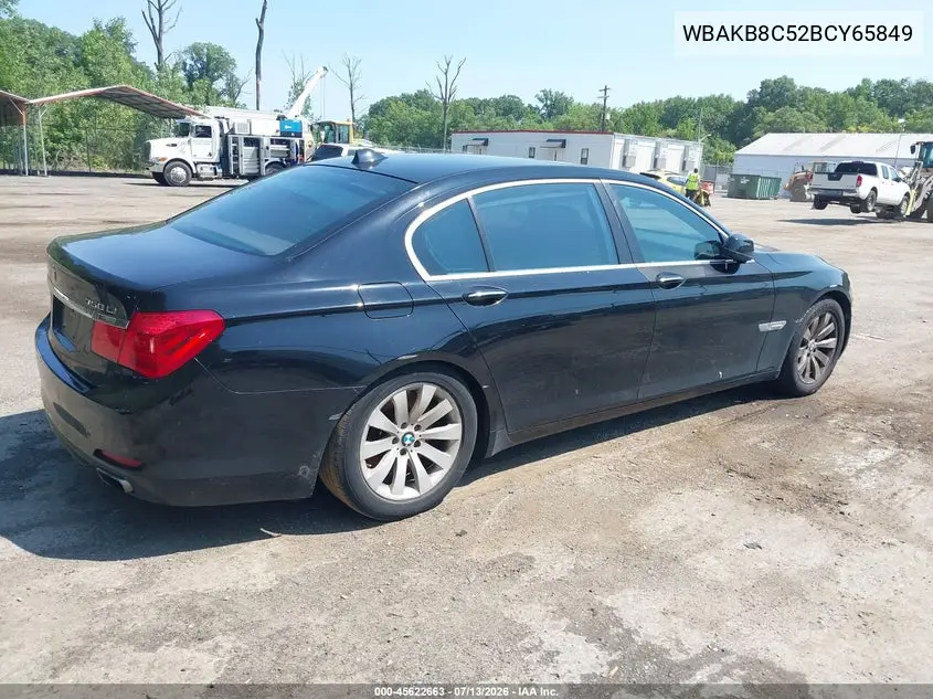2011 BMW 750Li VIN: WBAKB8C52BCY65849 Lot: 45622663