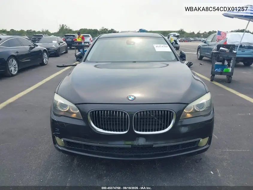 2012 BMW 750I VIN: WBAKA8C54CDX01257 Lot: 45374768