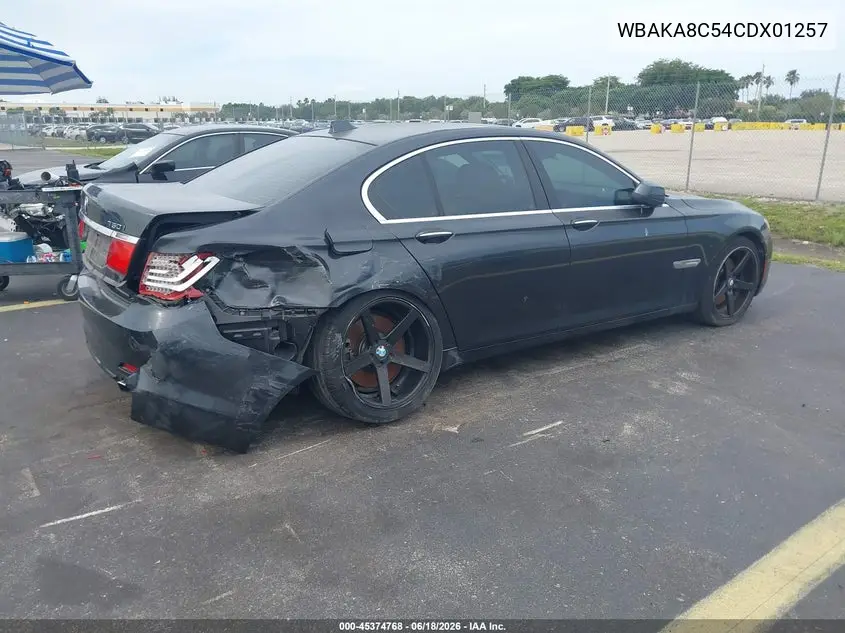 2012 BMW 750I VIN: WBAKA8C54CDX01257 Lot: 45374768