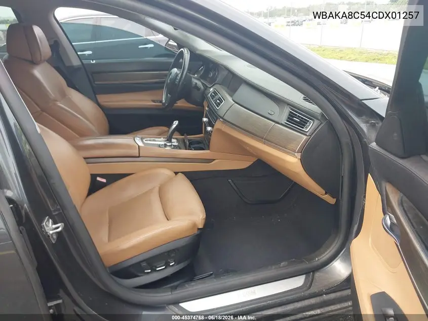 2012 BMW 750I VIN: WBAKA8C54CDX01257 Lot: 45374768