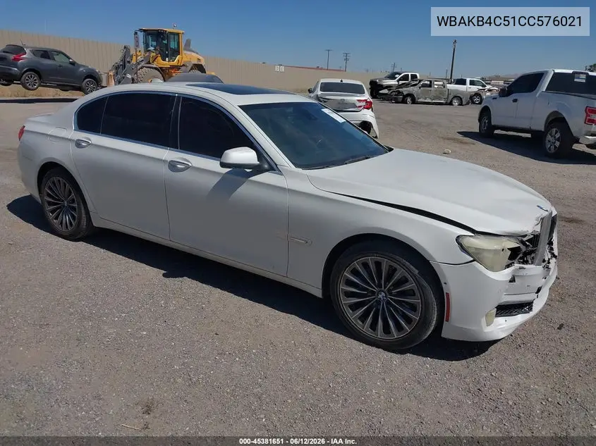 2012 BMW 740Li VIN: WBAKB4C51CC576021 Lot: 45381651