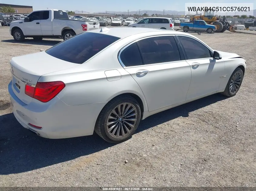 2012 BMW 740Li VIN: WBAKB4C51CC576021 Lot: 45381651