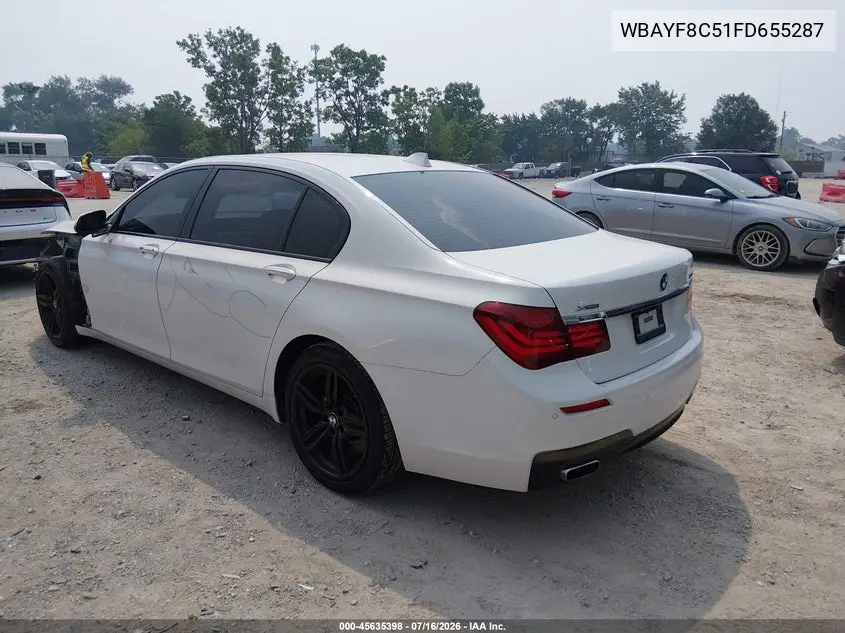 2015 BMW 750Li xDrive VIN: WBAYF8C51FD655287 Lot: 45635398