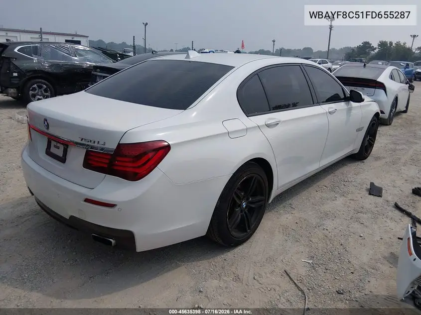 2015 BMW 750Li xDrive VIN: WBAYF8C51FD655287 Lot: 45635398