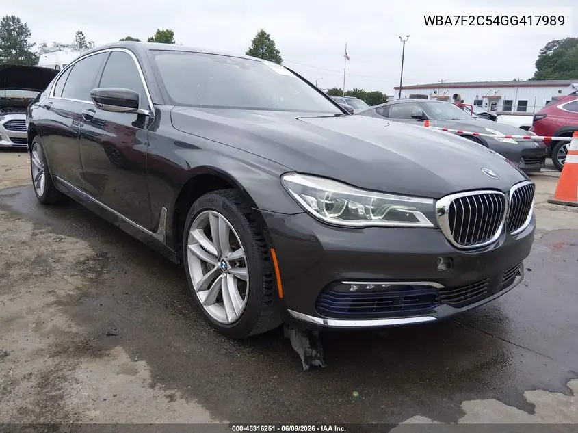2016 BMW 750I xDrive VIN: WBA7F2C54GG417989 Lot: 45316251