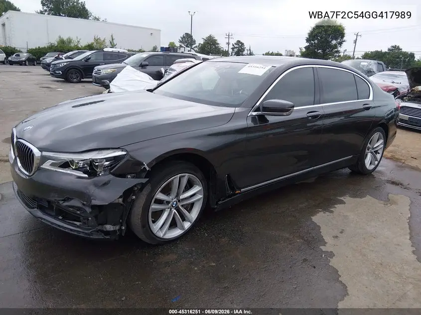 2016 BMW 750I xDrive VIN: WBA7F2C54GG417989 Lot: 45316251