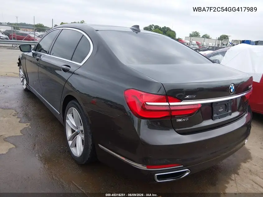 2016 BMW 750I xDrive VIN: WBA7F2C54GG417989 Lot: 45316251