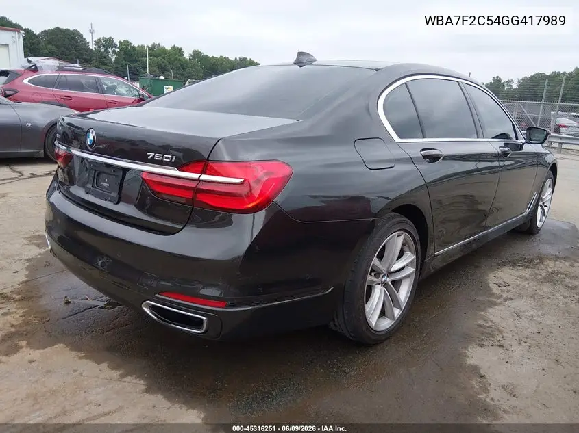 2016 BMW 750I xDrive VIN: WBA7F2C54GG417989 Lot: 45316251