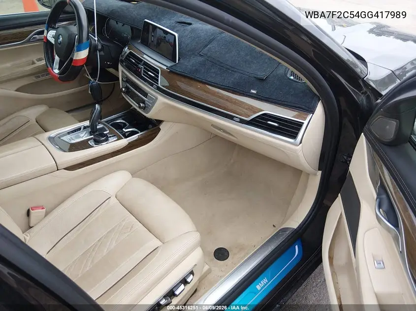2016 BMW 750I xDrive VIN: WBA7F2C54GG417989 Lot: 45316251