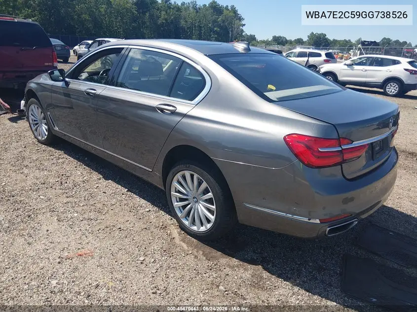 2016 BMW 740I VIN: WBA7E2C59GG738526 Lot: 45470443