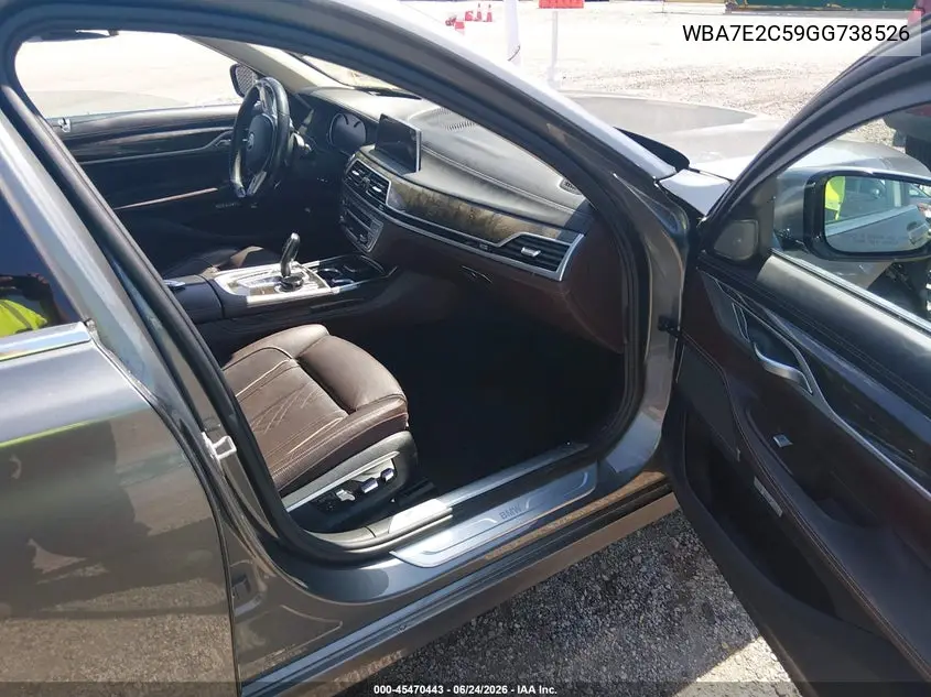 2016 BMW 740I VIN: WBA7E2C59GG738526 Lot: 45470443