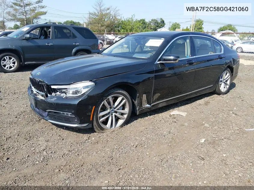 2016 BMW 750I xDrive VIN: WBA7F2C58GG421060 Lot: 45518898