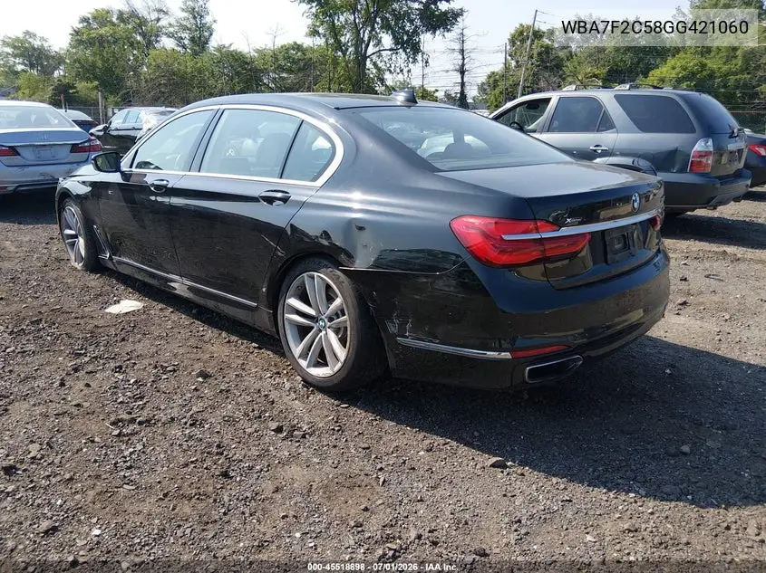 2016 BMW 750I xDrive VIN: WBA7F2C58GG421060 Lot: 45518898