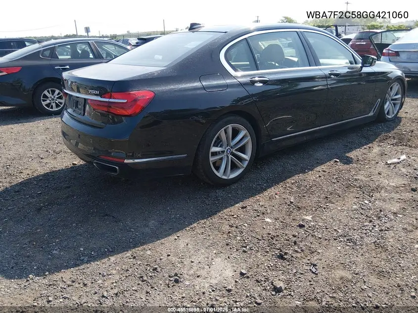 2016 BMW 750I xDrive VIN: WBA7F2C58GG421060 Lot: 45518898