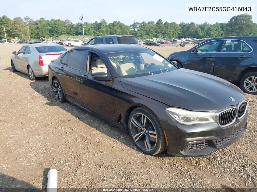 2016 BMW 750I xDrive VIN: WBA7F2C55GG416043 Lot: 45618195