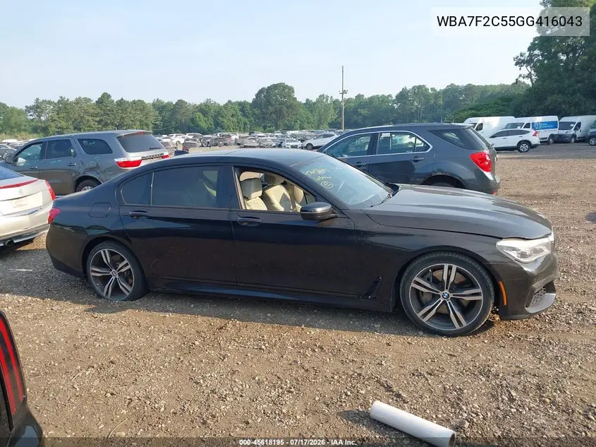 2016 BMW 750I xDrive VIN: WBA7F2C55GG416043 Lot: 45618195