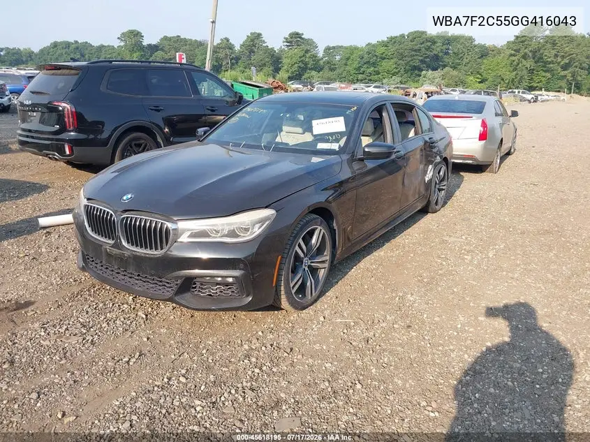 2016 BMW 750I xDrive VIN: WBA7F2C55GG416043 Lot: 45618195