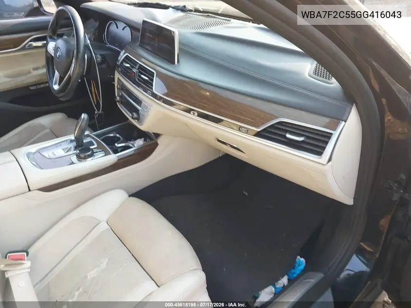 2016 BMW 750I xDrive VIN: WBA7F2C55GG416043 Lot: 45618195