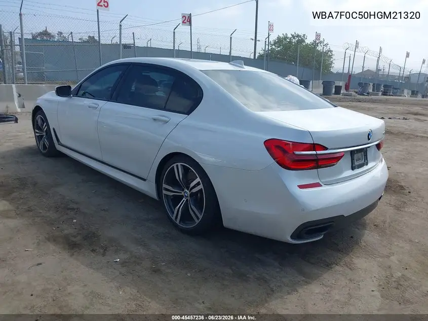 2017 BMW 750I VIN: WBA7F0C50HGM21320 Lot: 45457236