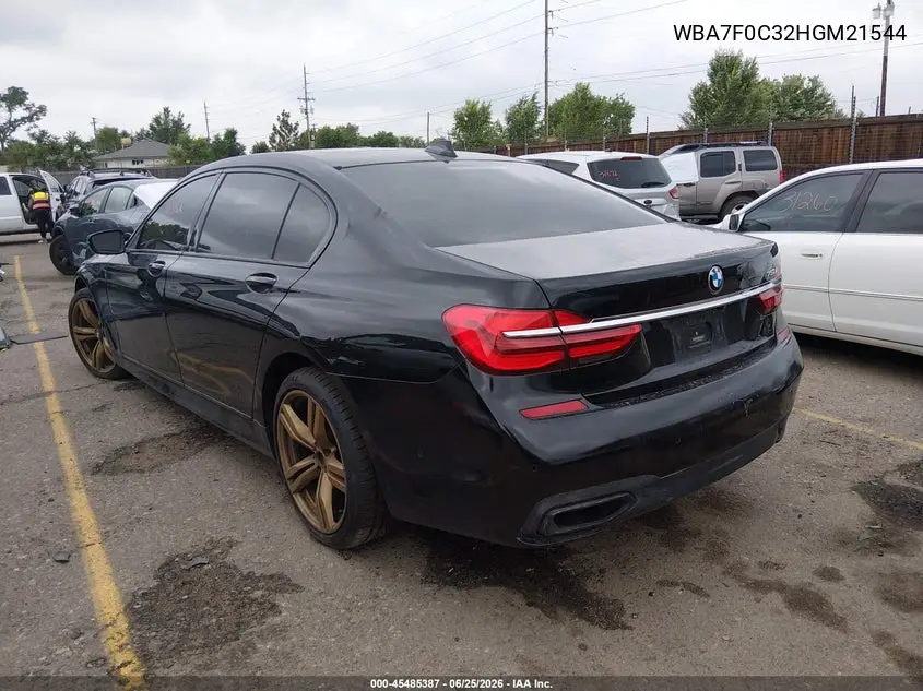 2017 BMW 750I VIN: WBA7F0C32HGM21544 Lot: 45485387