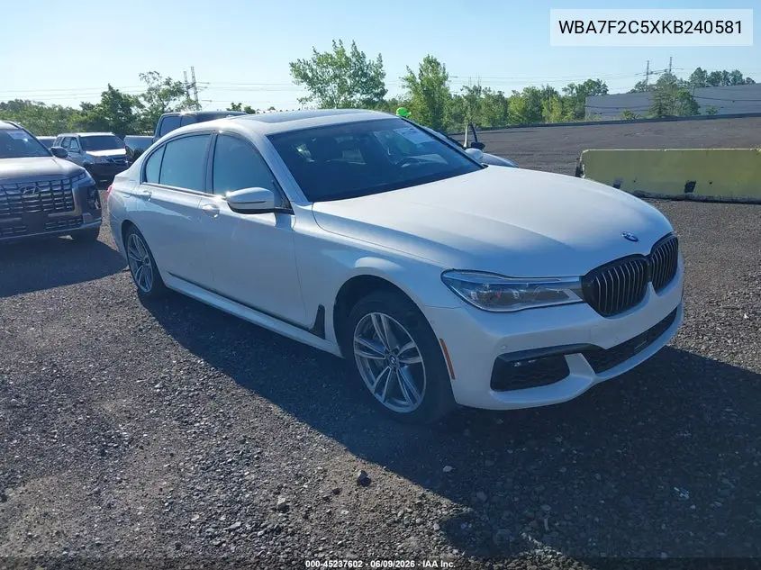 2019 BMW 750I xDrive VIN: WBA7F2C5XKB240581 Lot: 45237602