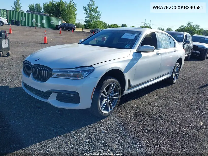 2019 BMW 750I xDrive VIN: WBA7F2C5XKB240581 Lot: 45237602