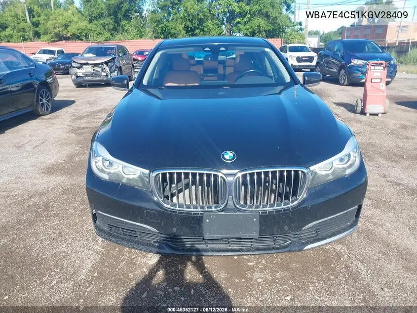 2019 BMW 740I xDrive VIN: WBA7E4C51KGV28409 Lot: 45352127