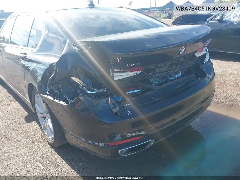 2019 BMW 740I xDrive VIN: WBA7E4C51KGV28409 Lot: 45352127