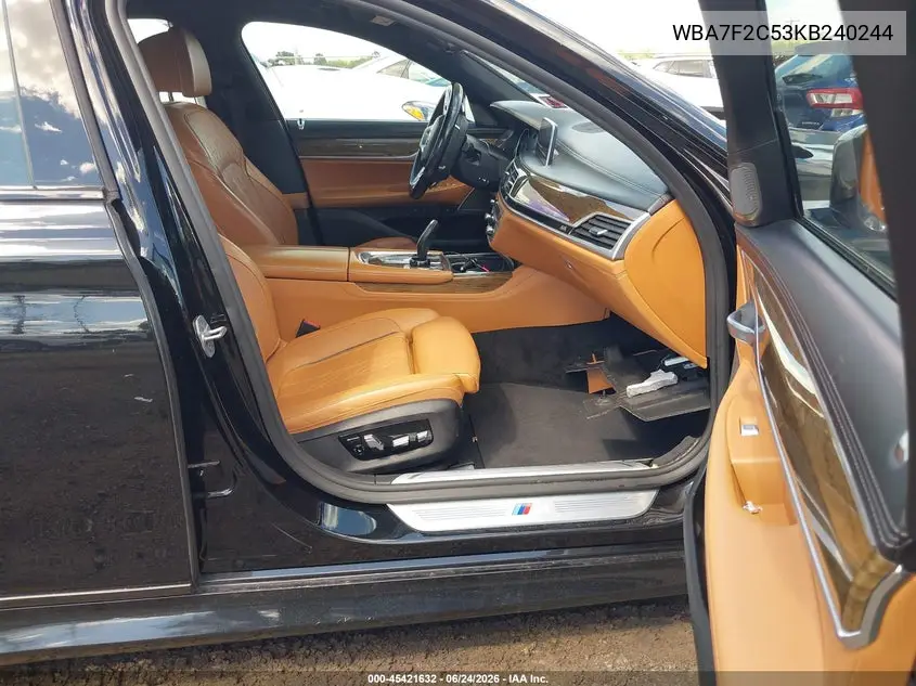 2019 BMW 750I xDrive VIN: WBA7F2C53KB240244 Lot: 45421632
