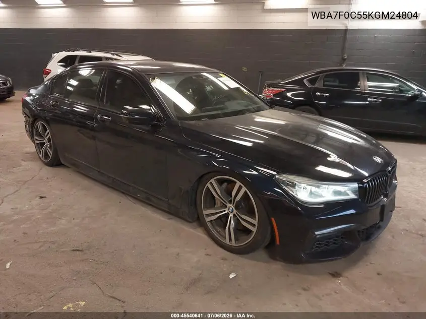 2019 BMW 750I VIN: WBA7F0C55KGM24804 Lot: 45540641