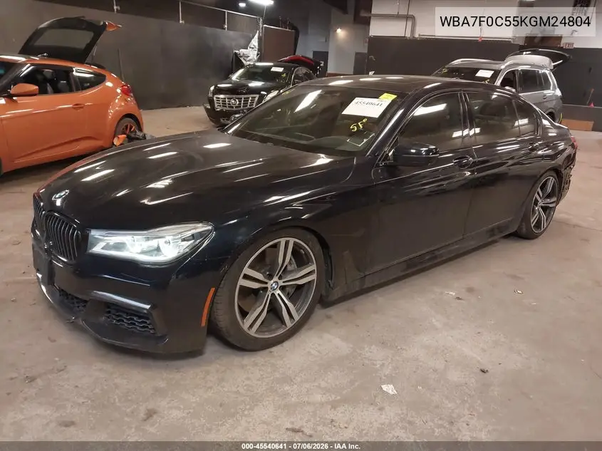 2019 BMW 750I VIN: WBA7F0C55KGM24804 Lot: 45540641