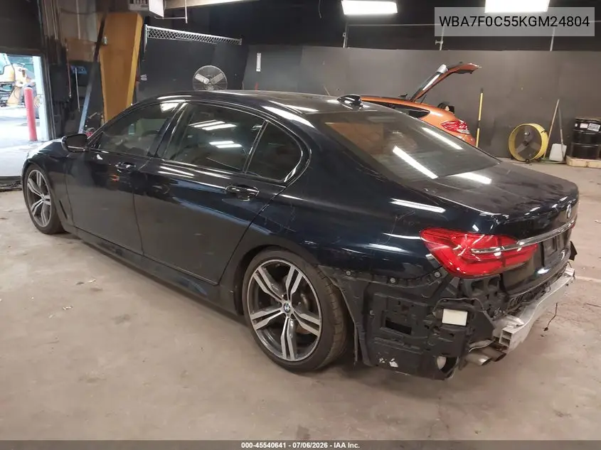 2019 BMW 750I VIN: WBA7F0C55KGM24804 Lot: 45540641