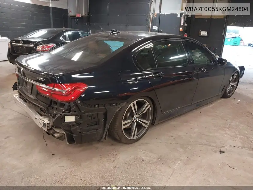 2019 BMW 750I VIN: WBA7F0C55KGM24804 Lot: 45540641